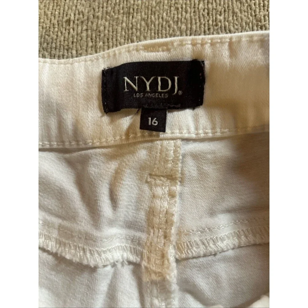 NYDJ Size 16 White Denim Jeans Marilyn Crop Lift Tuck Hi Rise Cuffed Stretch
